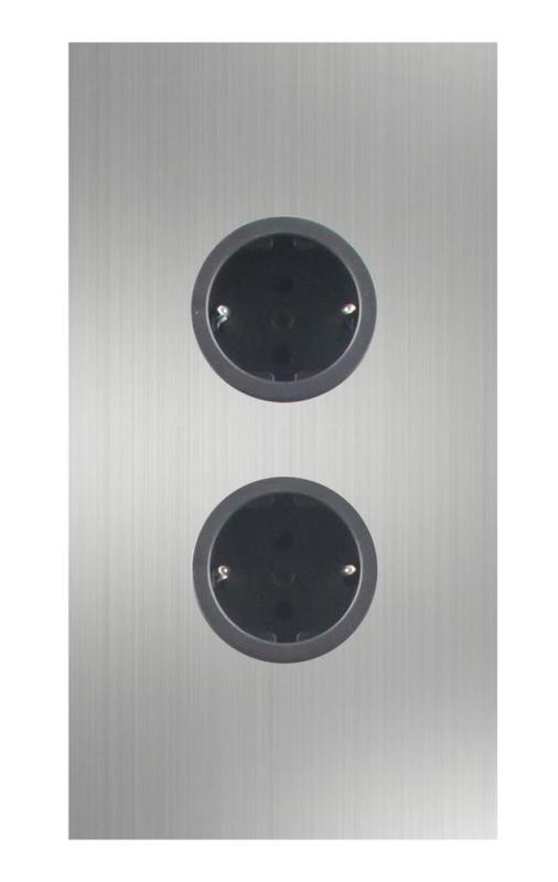 Indux Corner Colonă de alimentare cu 2 prize cu împământare perimetrală din oțel inoxidabil 1208972276