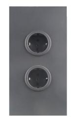Indux Corner Coloană de energie cu 2 prize cu împământare Gun metal 1208972281