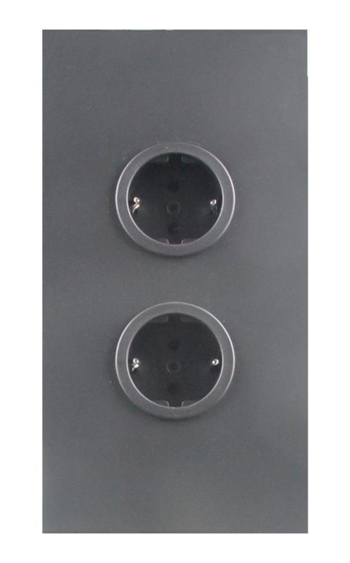 Indux Corner Coloană de energie cu 2 prize cu împământare Gun metal 1208972281