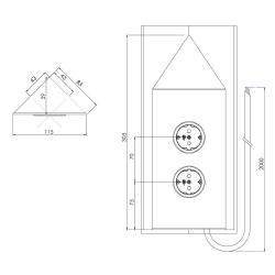Indux Corner Coloană energetică cu 2 prize Randaarde Colț Gun metal 1208972286
