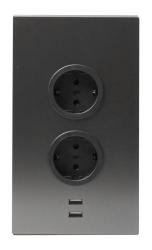 Indux Corner Stâlp energetic cu 2 prize cu împământare și 2 încărcătoare USB Gun metal 1208972299