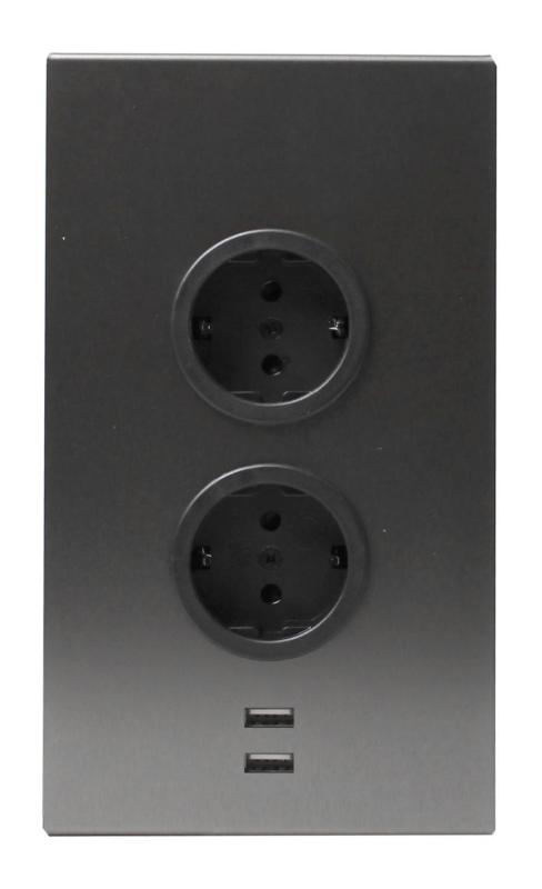 Indux Corner Stâlp energetic cu 2 prize cu împământare și 2 încărcătoare USB Gun metal 1208972299