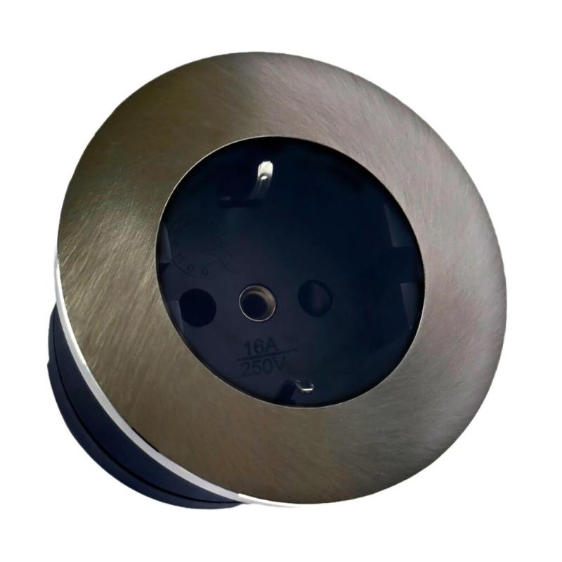 Indux Round Priză încastrată cu 1 priză cu împământare Gun metal 1208972315