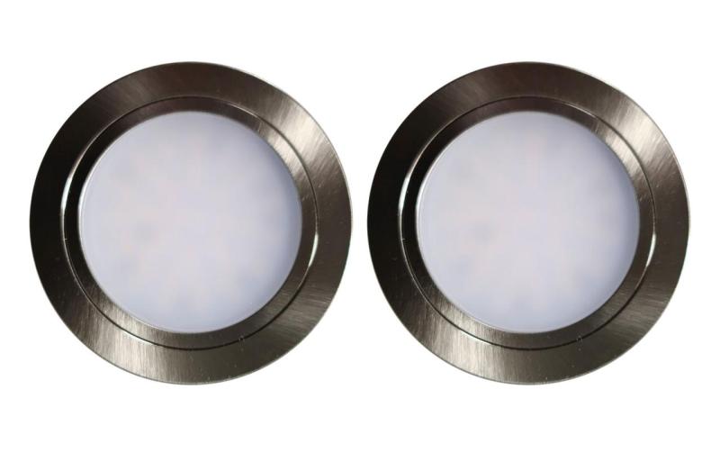 Indux Luma Set de spoturi LED pentru bucătărie mică încastrată, 2 spoturi cu driver LED, aspect inox 1208972371