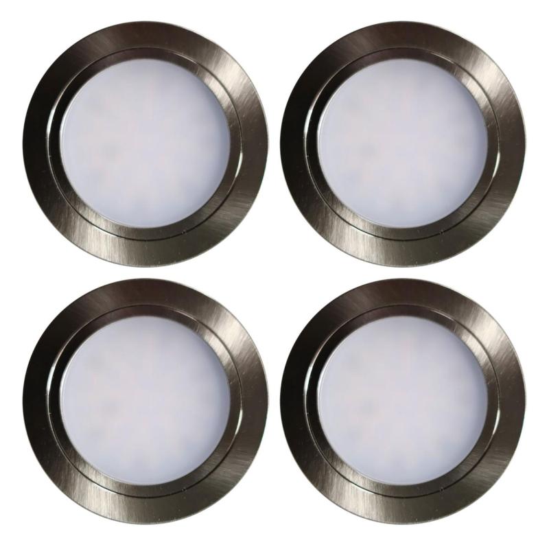 Indux Luma Set de spoturi LED pentru bucătărie mică încastrată, 4 spoturi cu driver LED, aspect inox 1208972373