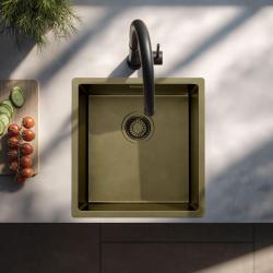 Pure.Sink Luxion PVD Chiuvetă din bronz antic 36x40 cm pentru montare sub blat, încastrare și montare pe blat  cu raft inferior PLX3640-64