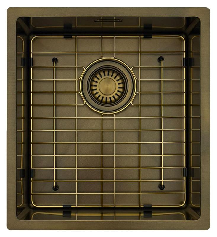 Pure.Sink Luxion PVD Chiuvetă din bronz antic 36x40 cm pentru montare sub blat, încastrare și montare pe blat  cu raft inferior PLX3640-64