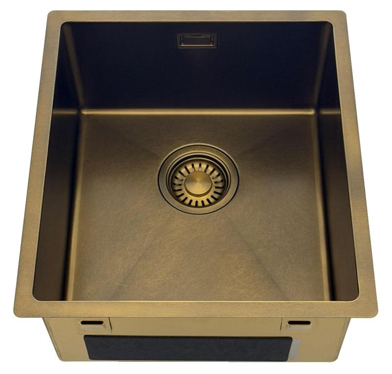 Pure.Sink Luxion PVD Chiuvetă din bronz antic 36x40 cm pentru montare sub blat, încastrare și montare pe blat  cu raft inferior PLX3640-64