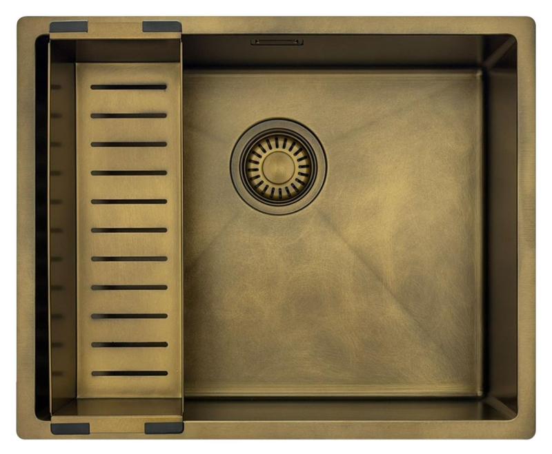 Pure.Sink Luxion PVD Chiuvetă din bronz antic 50x40 cm pentru montare sub blat, încastrare și montare pe blat cu raft inferior PLX5040-64