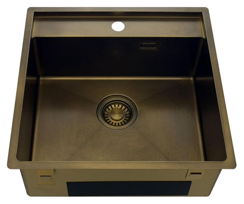 Pure.Sink Luxion PVD Chiuvetă din bronz antic 51x50 cm Tapwing cu suport pentru robinet și raft inferior PLX5150T-64