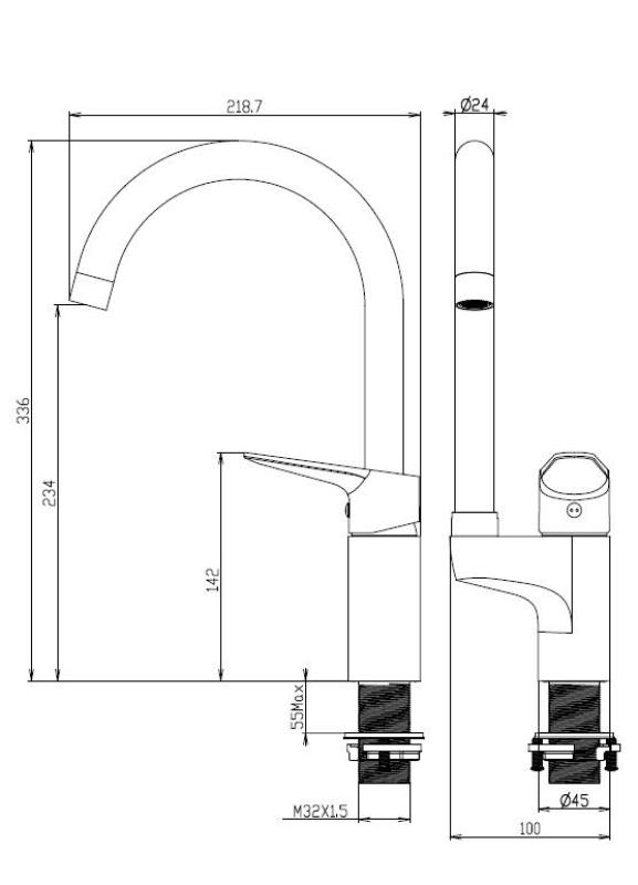 Aquanello Casa Baterie de bucătărie cromată cu mâner superior CR-1202-CS