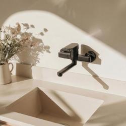 Aquanello Casa Robinet de bucătărie cu un singur mâner, negru, cu gura de scurgere de 15 cm BL-1415-CS