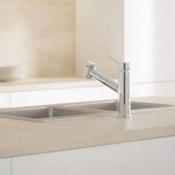 Aquanello Voss Baterie de bucătărie cromată cu duză extensibilă și funcție de pulverizare CR-7200-VS