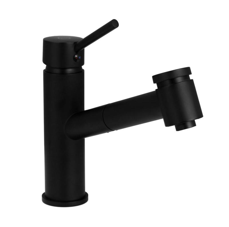 Aquanello Voss Baterie de bucătărie neagră cu duză extensibilă și funcție de pulverizare BL-7200-VS