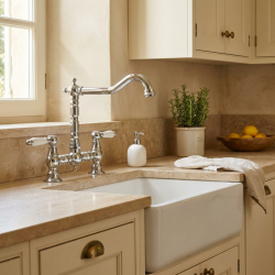 Aquanello Heritage Manor Bucătărie clasică Robinet de bucătărie nostalgic cu mâner alb CR-0010-HM