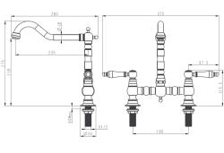 Aquanello Heritage Manor Baterie de bucătărie clasică, în stil retro, cu manetă albă, din oțel inoxidabil, model NB-0010-HM