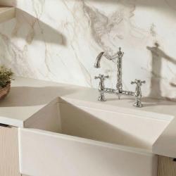 Aquanello Heritage Ascot Baterie de bucătărie clasică, în stil retro, cu mâner în formă de cruce, cromată, model CR-0011-HA