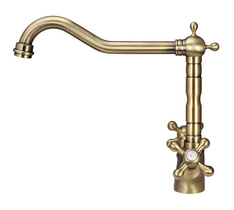 Aquanello Heritage Ascot Bucătărie clasică Robinet de bucătărie nostalgic din bronz cu bec unghiular BN-4002-HA
