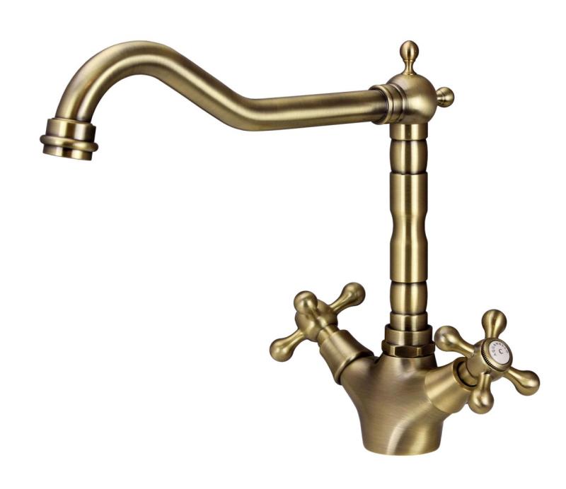 Aquanello Heritage Ascot Bucătărie clasică Robinet de bucătărie nostalgic din bronz cu bec unghiular BN-4002-HA
