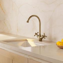 Aquanello Heritage Ascot Baterie de bucătărie clasică, în stil nostalgic, din bronz, cu gura de scurgere rotundă BN-4003-HA