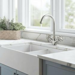 Aquanello Heritage Ascot Baterie de bucătărie clasică, în stil nostalgic, din oțel inoxidabil, cu gura de scurgere rotundă NB-4003-HA