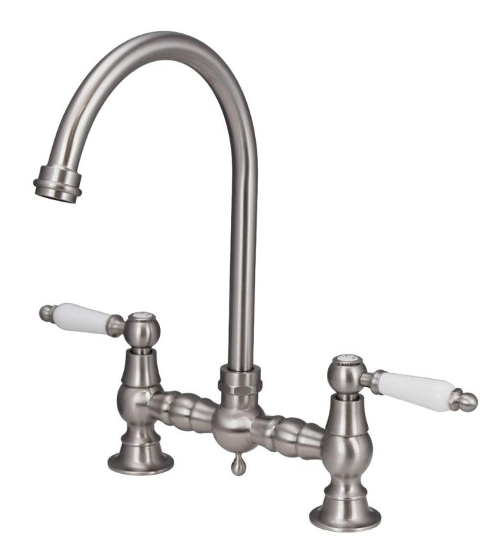 Aquanello Heritage Manor Bucătărie clasică Robinet de bucătărie nostalgic din oțel inoxidabil cu mâner alb și bec rotund NB-4001-HA