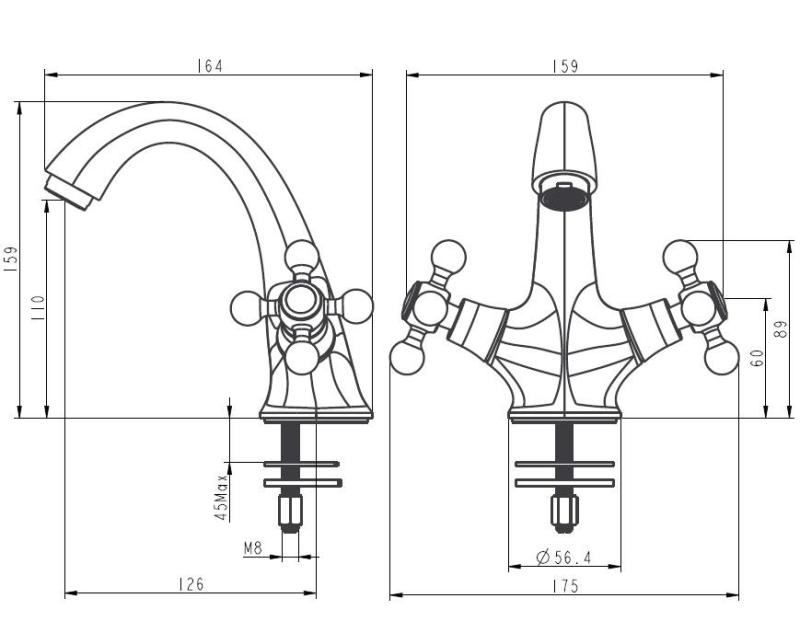 Aquanello Heritage Ascot Robinet clasic nostalgic pentru chiuvetă, bronz BN-4101-HA