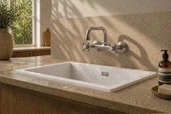 Aquanello Heritage Ascot Robinet de bucătărie clasic cu montare pe perete și gura de scurgere în partea superioară, cromat CR-4110-HA