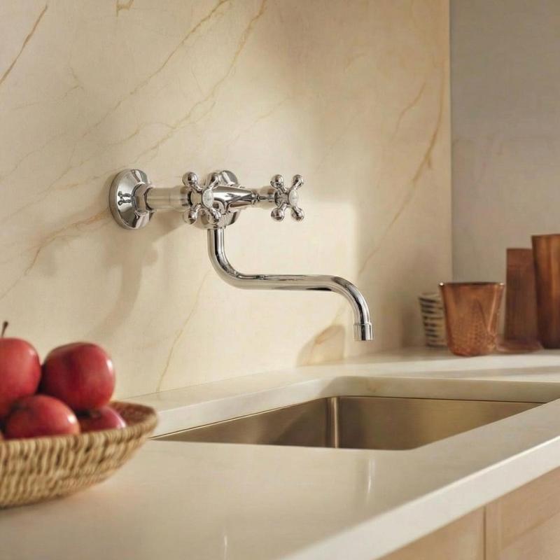 Aquanello Heritage Ascot Robinet de perete clasic pentru bucătărie, crom CR-4111-HA