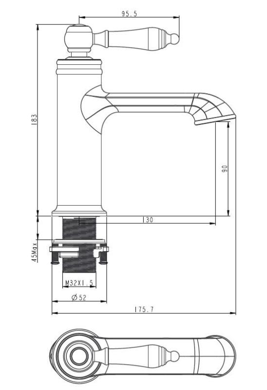 Aquanello Heritage Manor Robinet clasic nostalgic pentru chiuvetă, bronz BN-1001-HM