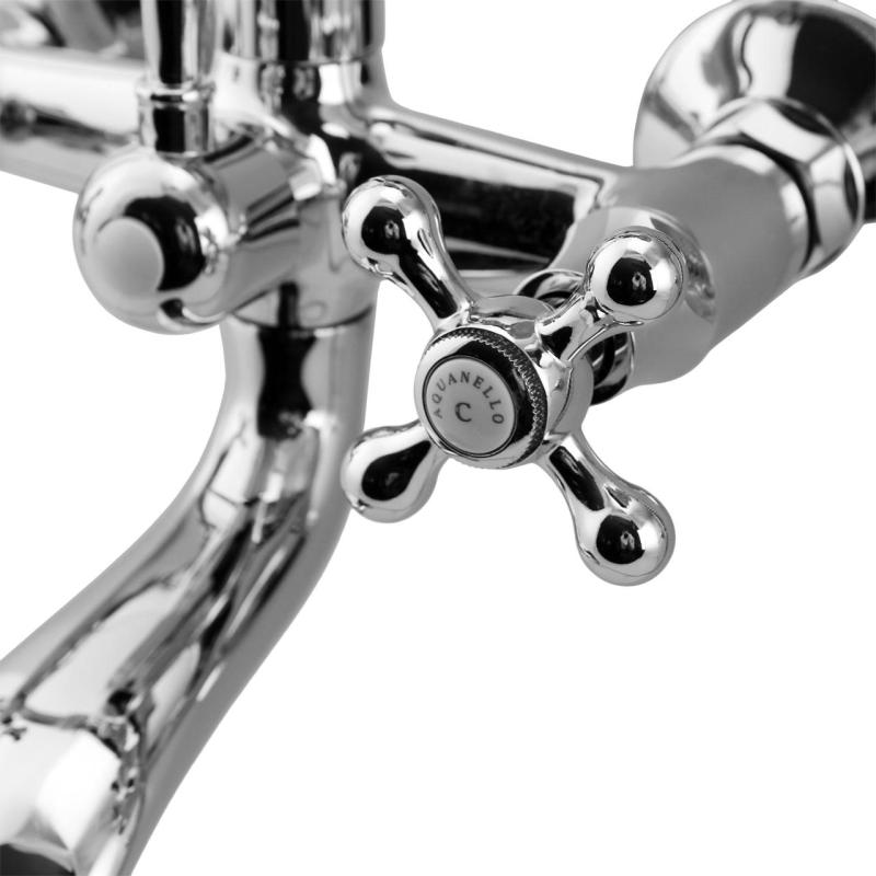 Aquanello Heritage Ascot Robinet clasic pentru cadă cu butoane în formă de stea din oțel inoxidabil, inclusiv duș de mână NB-3002-HA