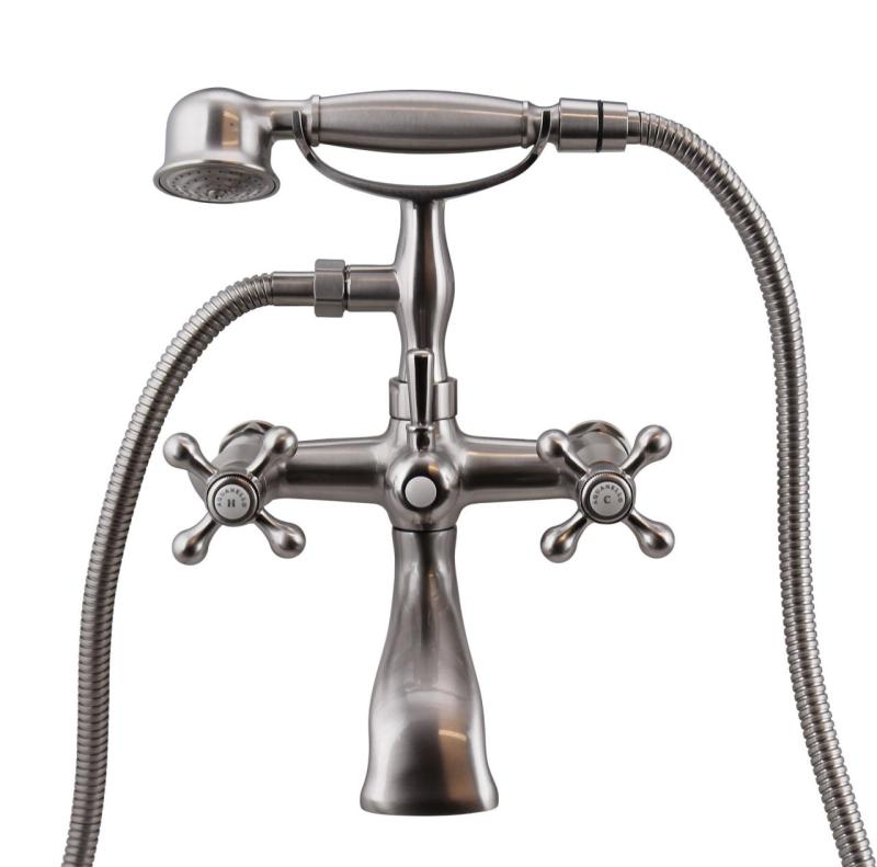 Aquanello Heritage Ascot Robinet clasic pentru cadă cu butoane în formă de stea din oțel inoxidabil, inclusiv duș de mână NB-3002-HA