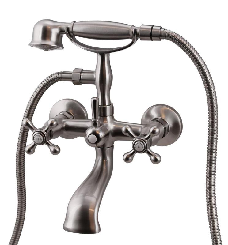 Aquanello Heritage Ascot Robinet clasic pentru cadă cu butoane în formă de stea din oțel inoxidabil, inclusiv duș de mână NB-3002-HA