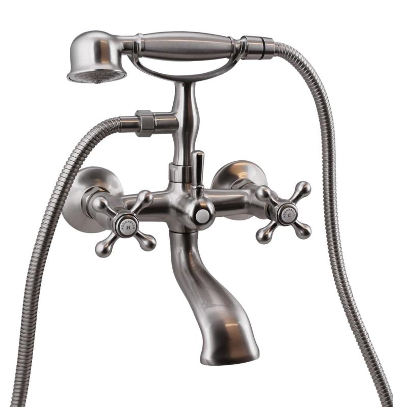 Aquanello Heritage Ascot Robinet clasic pentru cadă cu butoane în formă de stea din oțel inoxidabil, inclusiv duș de mână NB-3002-HA