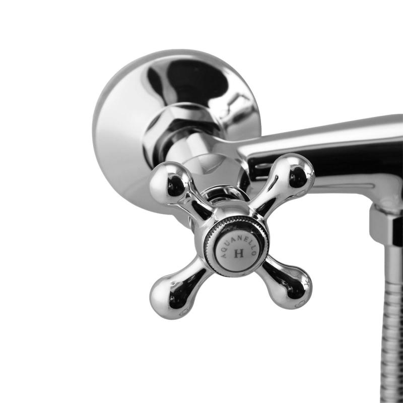 Aquanello Heritage Ascot Set clasic de robinete de duș cu butoane în formă de stea, cromat, inclusiv duș de mână CR-2002-HA