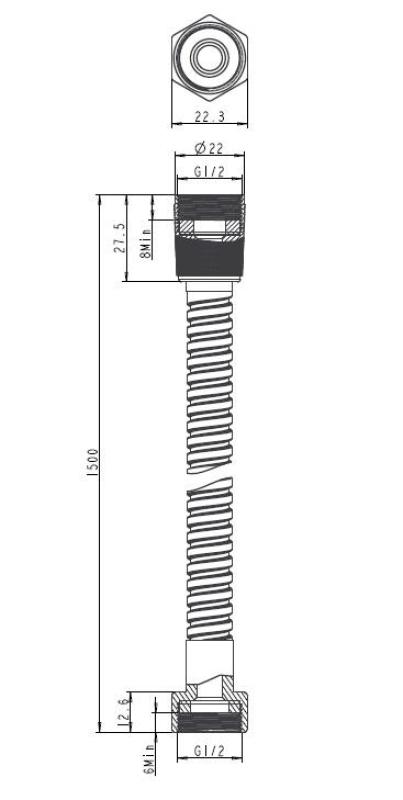Aquanello Heritage Collection Furtun de duș  150 cm din oțel inoxidabil NB-9002-HC