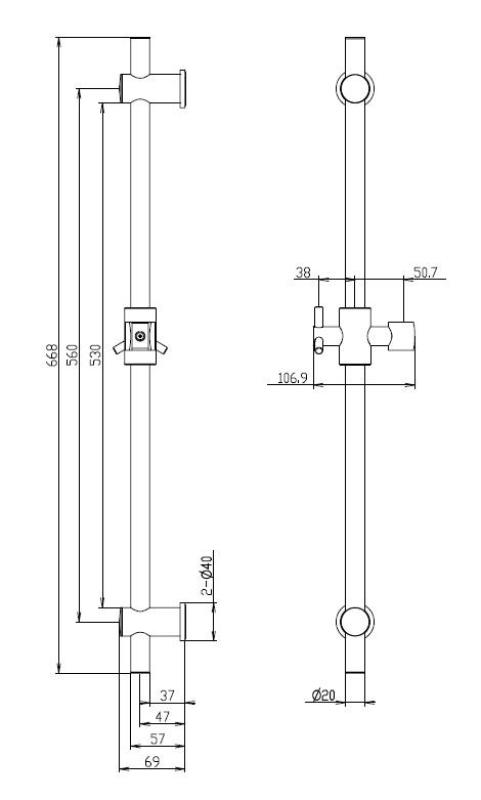 Aquanello Heritage Collection Bară glisantă clasică 668 mm Bronz BN-9004-HC