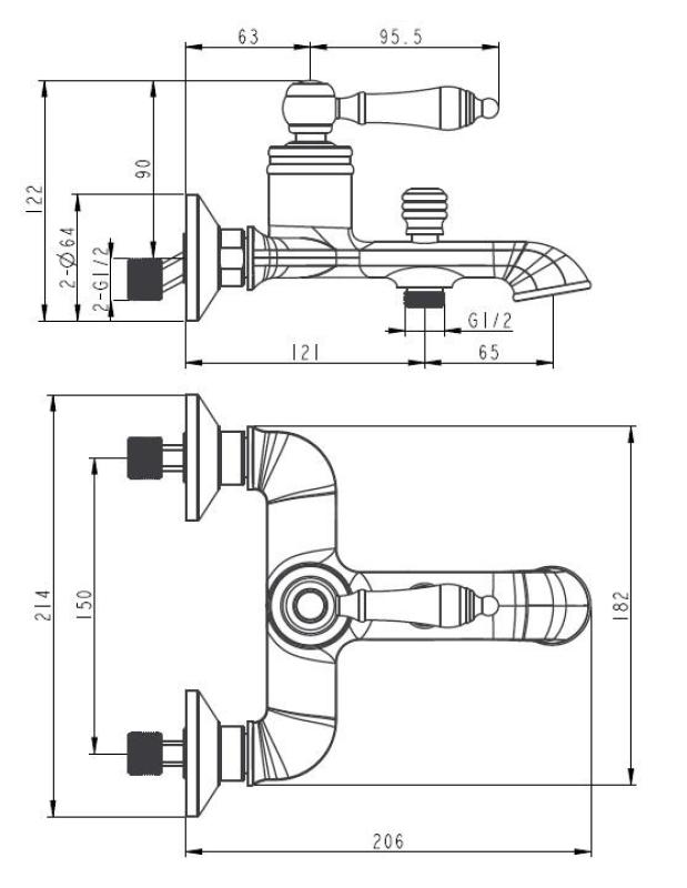 Aquanello Heritage Manor Baterie clasică pentru cadă Bronz BN-3001-HM