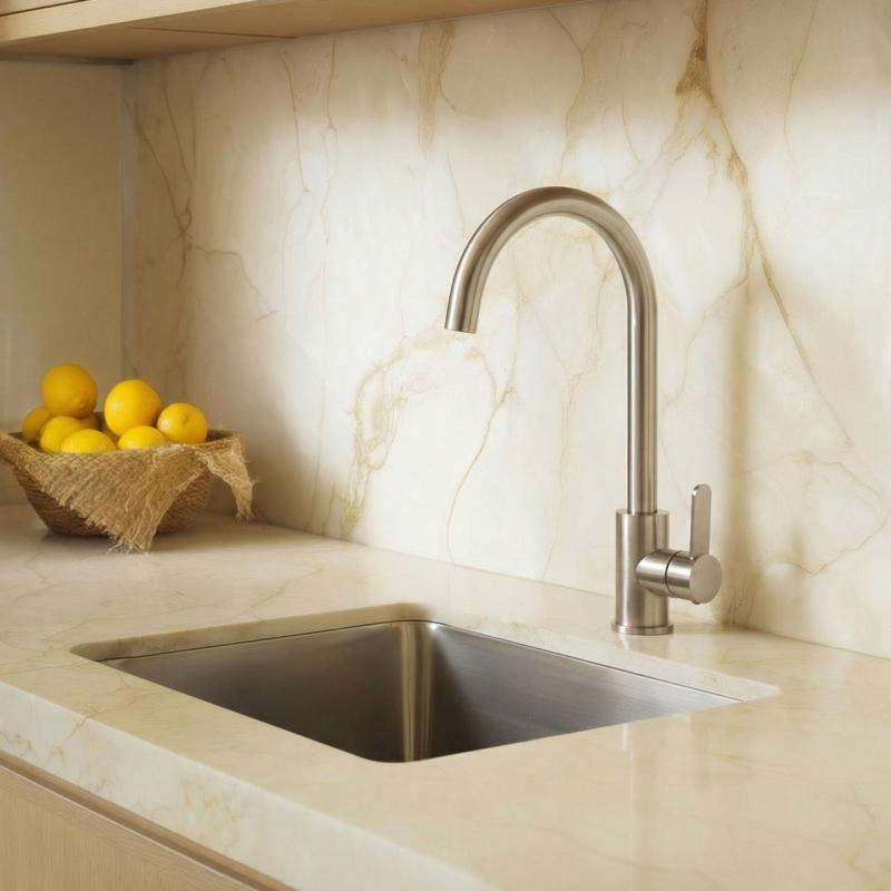 Aquanello Forma Robinet de bucătărie cu un singur mâner din oțel inoxidabil masiv, cu ieșire rotundă SS-1002-FM