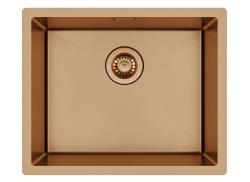 Ausmann Mosel Set combinat chiuvetă PVD cupru 50x40 cm cu robinet de bucătărie, dozator de săpun și covoraș rulant 1208972563