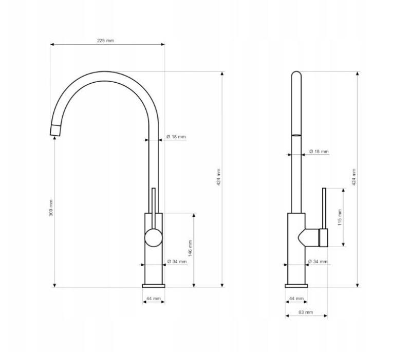 Graniteland Vira Slim Baterie de bucătărie din oțel inoxidabil cu gura de scurgere pivotantă 1208972628