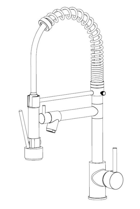 Aquanello Gastro Robinet de bucătărie cu funcție de pulverizare profesională, negru BL-4402-GT