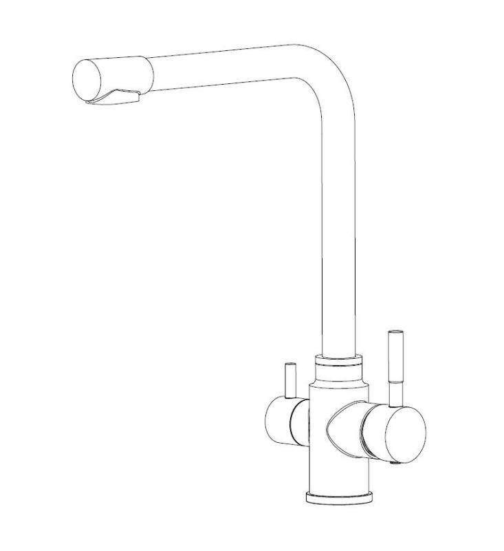 Aquanello Limpia Robinet de bucătărie masiv din oțel inoxidabil cu 3 căi, negru, cu filtru de apă BL-1600-LP