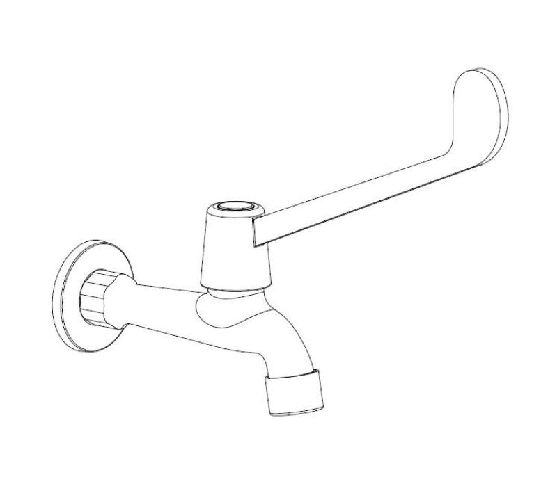 Aquanello Medic Robinet de apă rece de perete cu manetă lungă, cromat CR-1102-MD