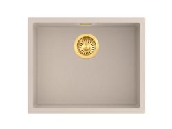 Pure.Sink Eternal Chiuvetă Quartz Beige 50x40 cm, pentru montare sub blat și pe blat, cu dop auriu