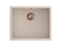 Pure.Sink Eternal Chiuvetă Quartz Beige 50x40 cm, pentru montare sub blat și pe blat, cu dop din cupru
