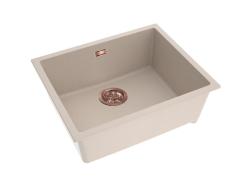 Pure.Sink Eternal Chiuvetă Quartz Beige 50x40 cm, pentru montare sub blat și pe blat, cu dop din cupru