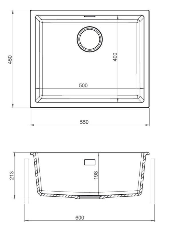 Pure.Sink Eternal Chiuvetă Quartz Beige 50x40 cm, pentru montare sub blat și pe blat, cu dop alb
