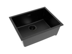 Pure.Sink Eternal Chiuvetă Quartz neagră 50x40 cm, pentru montare sub blat și pe blat, cu dop automat negru