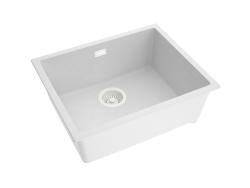 Pure.Sink Eternal Chiuvetă din cuarț alb, 50x40 cm, pentru montare sub blat și pe blat, cu dop automat alb